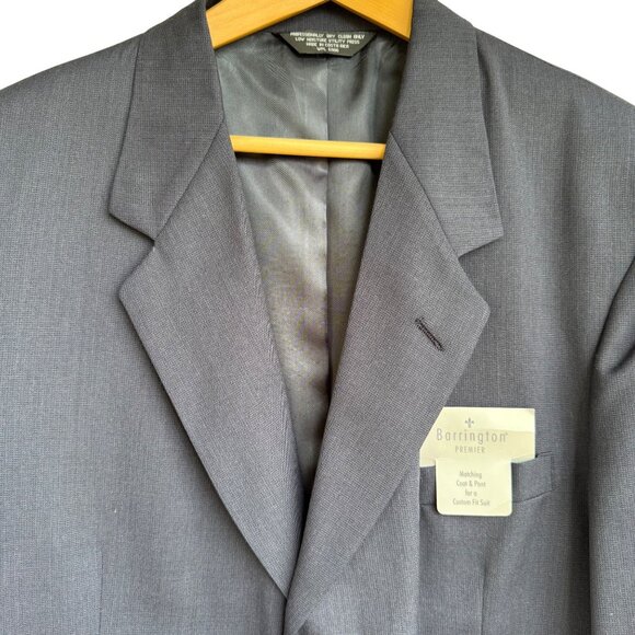 Barrington Premier Mens Suit Coat 44 Reg Navy Blue Worsted Wool Textured New - Picture 9 of 11